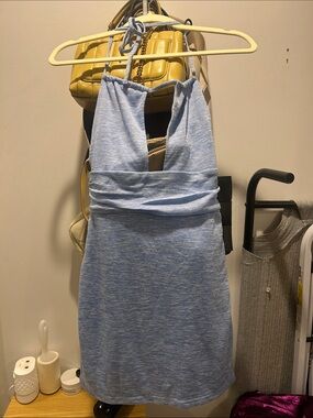 Light Blue Halter Mini Dress - Women's Summer Style